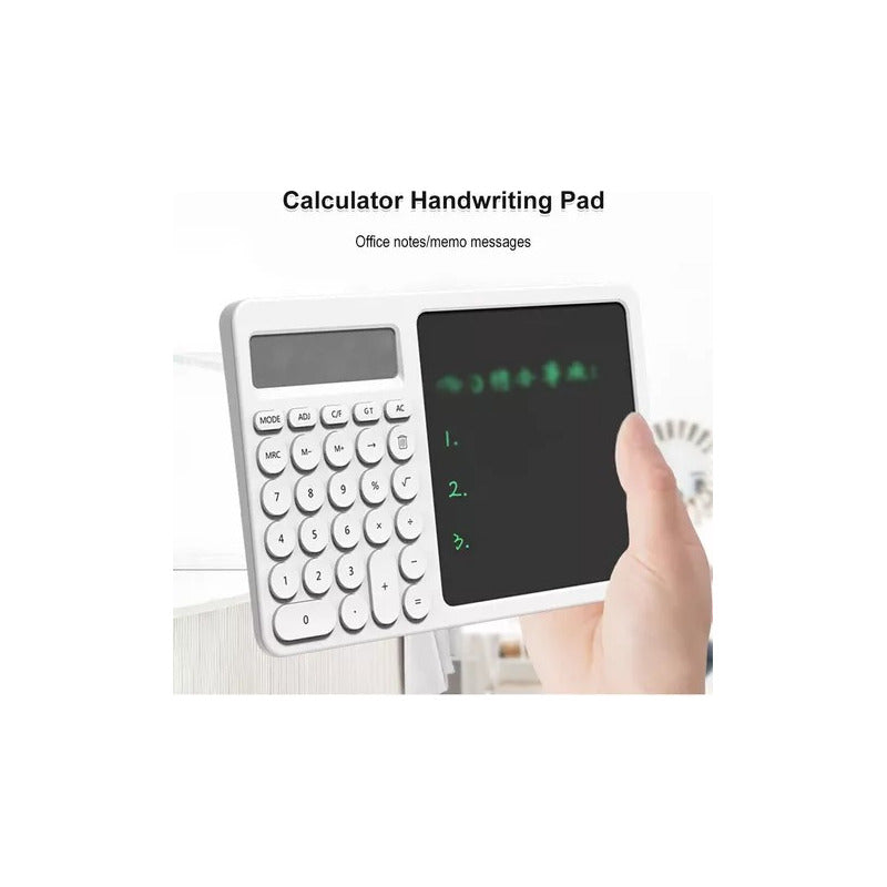 Calculadora 28 Teclas Con Bloc De Notas Lcd Tactil + Lapiz Blanco