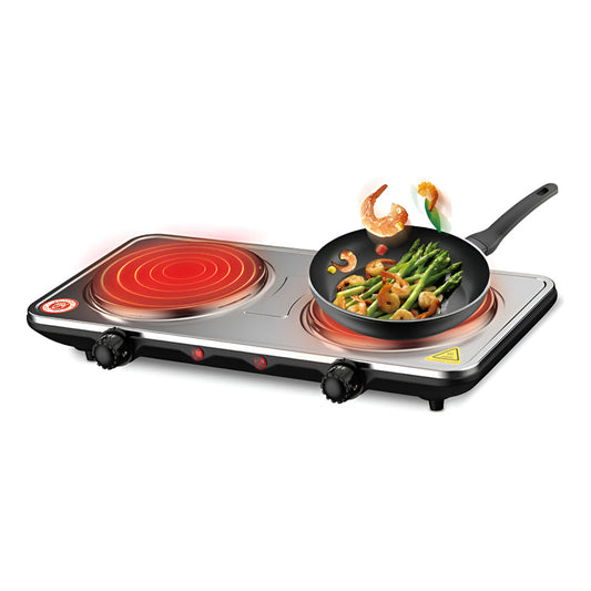 Cocina Electrica Portatil Encimera Doble Plato  - Negro