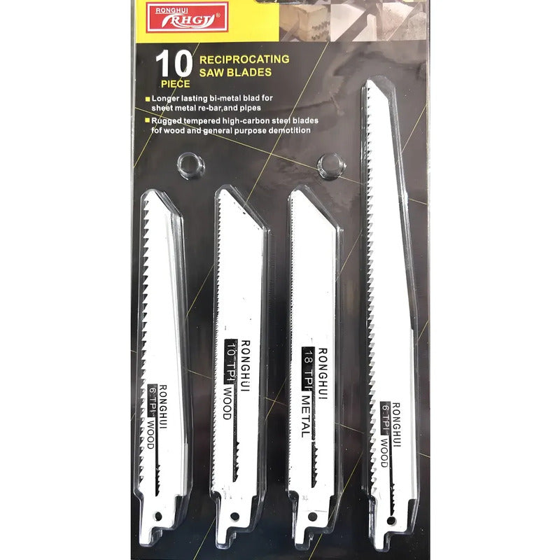 Set 10 Hojas Sierra Sable 6 A 8 Pulgadas Madera Y Metal