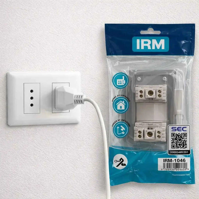Pack X6 Enchufe Tomacorriente Doble Pared 10a Irm Sello Sec Blanco