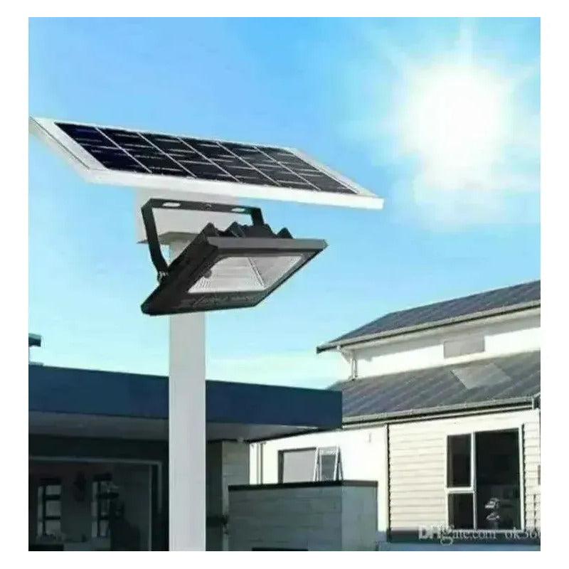 Foco Solar Con Panel Separado 600w + Control Remoto Ip67 Negro Blanco Frío
