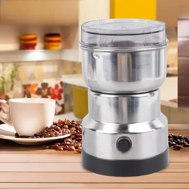 Molinillo Eléctrico De Granos Tecnohogar Moledor Multifunción Para Café Especias Cereales Frutos Secos Semillas Hierbas Acero Inoxidable Alta Velocidad Cocina Hogar Uso Profesional Compacto Plateado