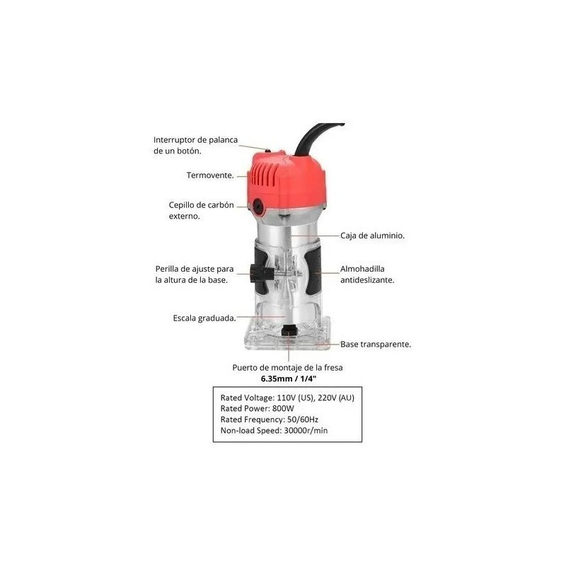 Fresadora Tupi 3000rpm Tallador De Madera Router 1/4