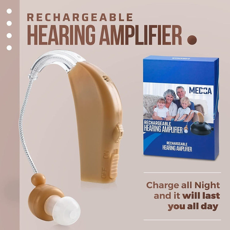 Audifono Amplificador Para Sordera Discapacidad Recargable Crema