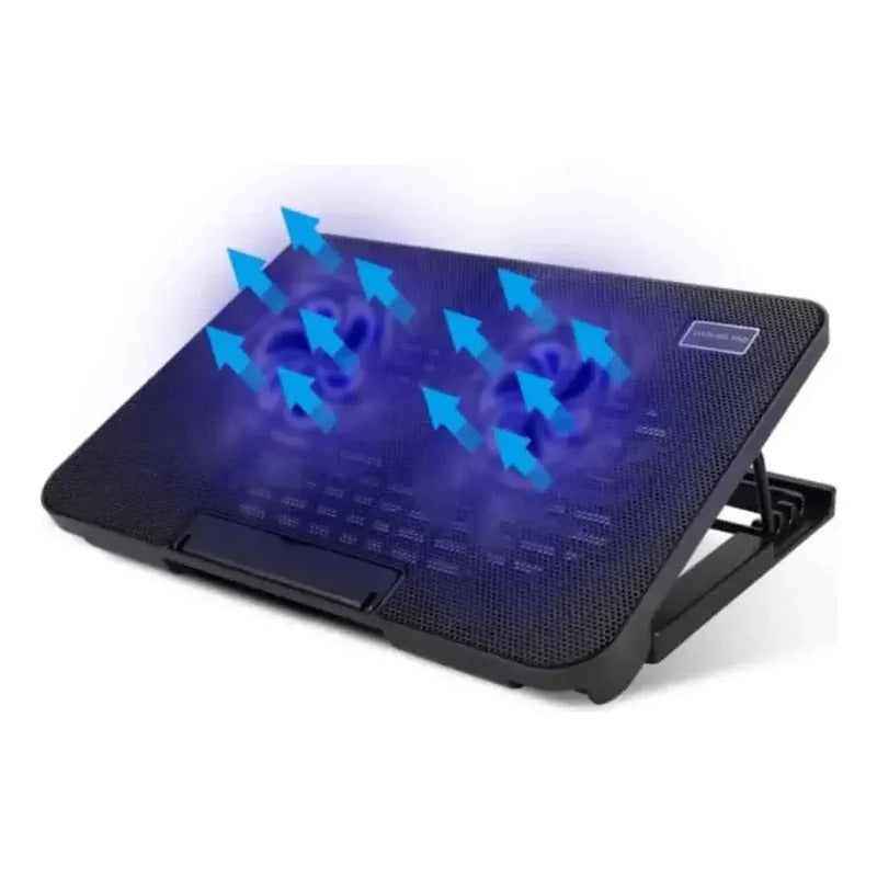 Alzador Pc Enfriador Notebook Mesa Ventilador Cooler Gamer Negro Azul