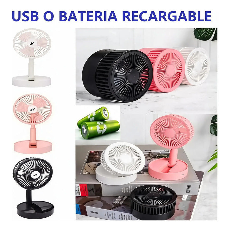 Ventilador De Mesa Escritorio Portatil Usb Silencioso Potent 20 Cm 5w Rosa Plástico 3