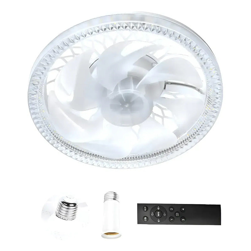 Ventilador De Techo Elegante Con Luz Led Y Control Remoto 30 Cm 50/60hz Blanco Plástico 7