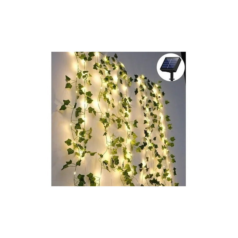 Guirnalda De Luces Led Solar Hojas 3x3 Mts Enredadera Cálido