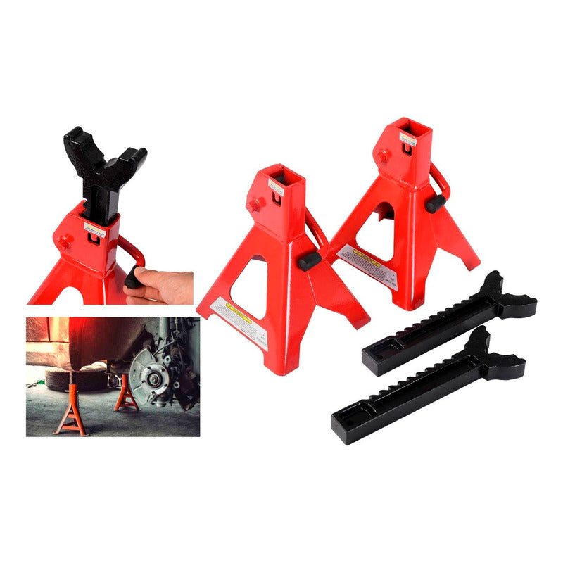 Pack X2 Banquillos 3 Toneladas Caballete Moto Auto Camioneta