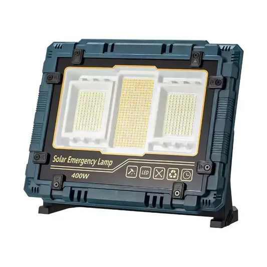 Foco Reflector Led 200w / 400w Recargable Con Panel Solar Negro 400w