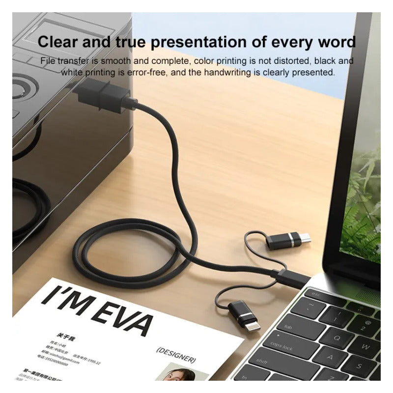 Cable Midi 3 En 1 Otg Salidas Usb-c Micro-usb Lightning 1 Mt Negro