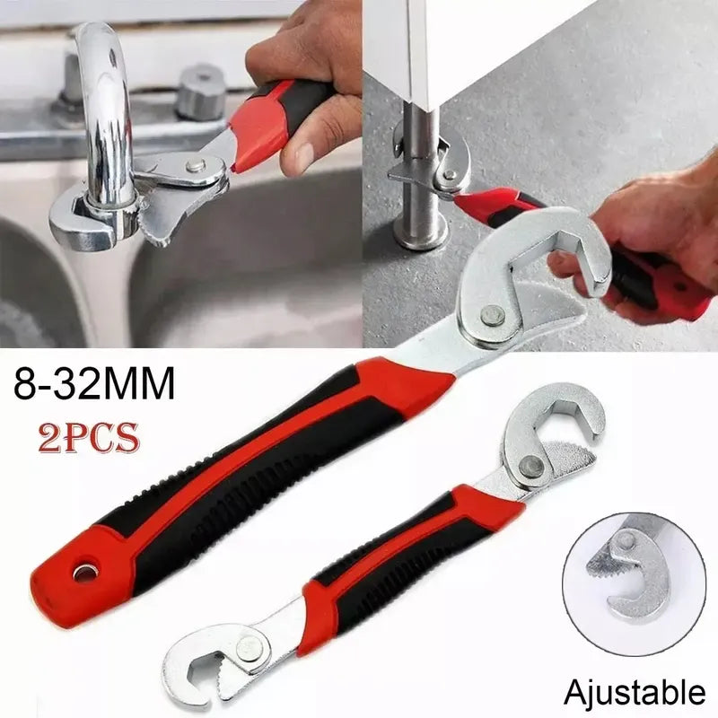 Pack X2 Llaves Corona Tuerca Ajustable Universales 8-32mm Rojo