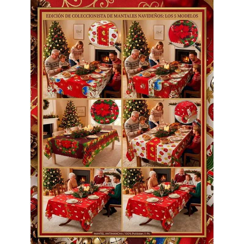 Mantel Navideño Estampado Mesa Comedor Variados Diseños Rojo Navidad Rojo | Navidad