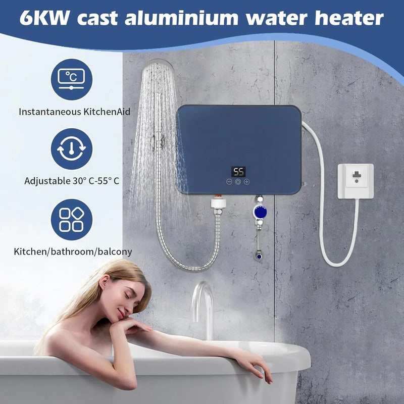 Calentador De Agua Eléctrico Agua Digital Instantánea Gris Glp