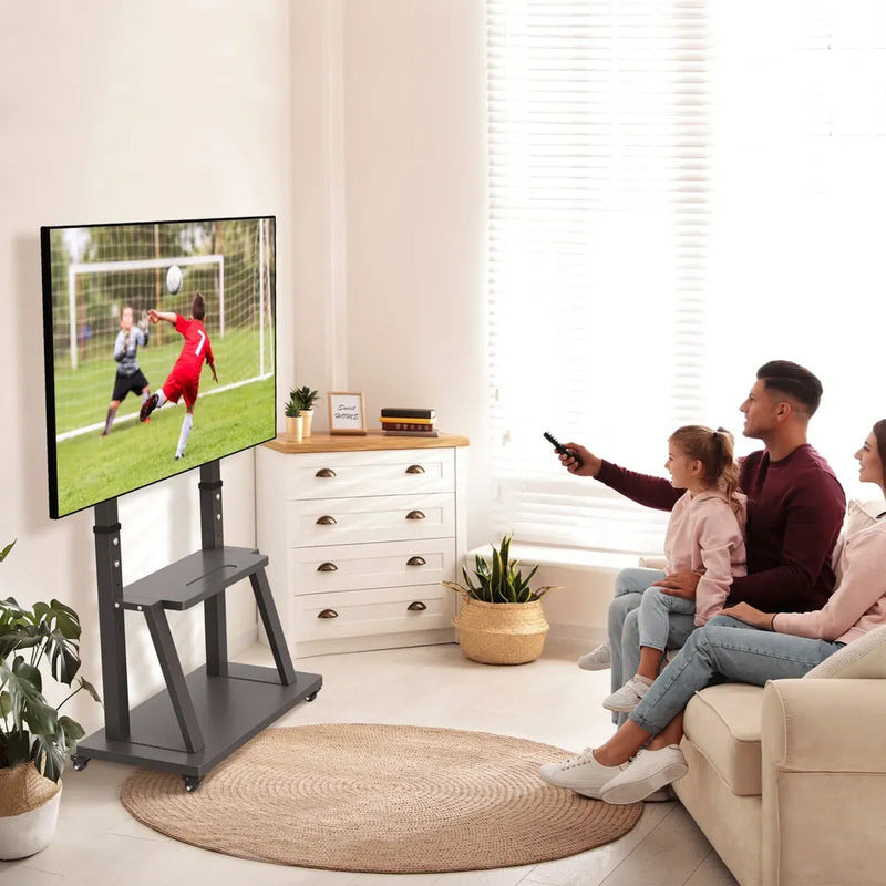Soporte Tv 32  A 70 Pedestal Soporte Stand Rack Movil Ruedas Negro