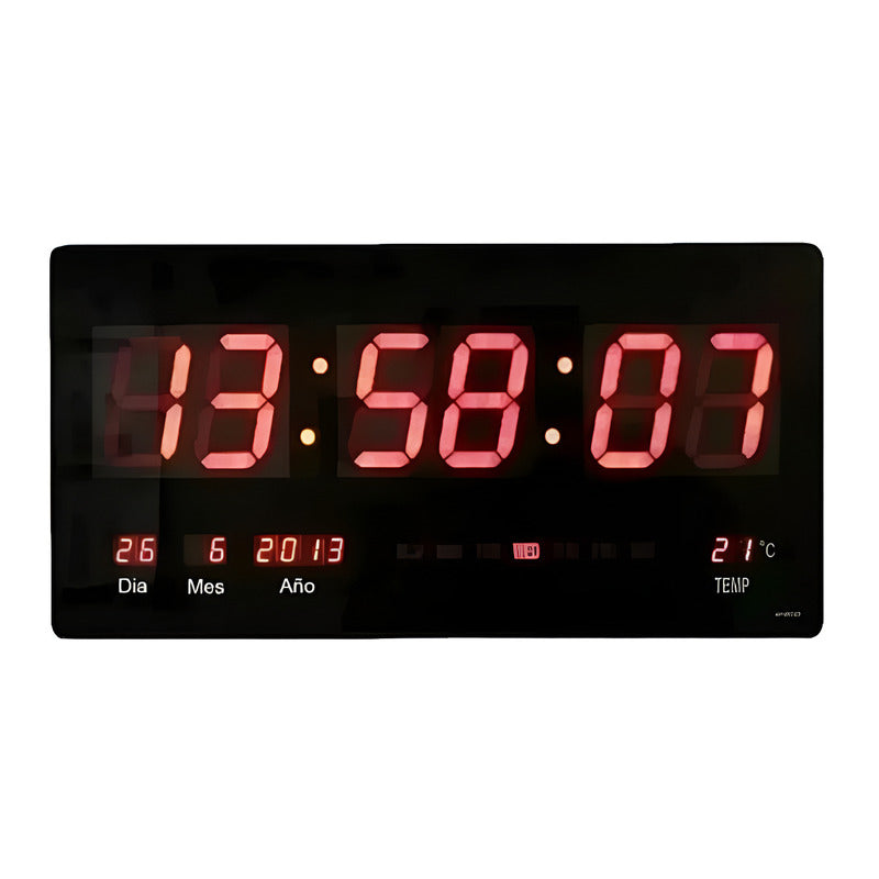 Reloj Digital Pared Led Fecha Temperatura + 35x15 Estructura Negro
