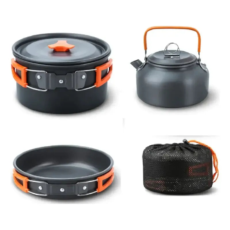 Set Ollas Outdoor Camping Cocina Para 9 En 1 Portátil Antiadherente Kit Cocina Al Aire Libre Picnics Senderismo Mochilero Vajilla Ligera Plegable Bolso Transporte Ideal Tecnohogar Plomo