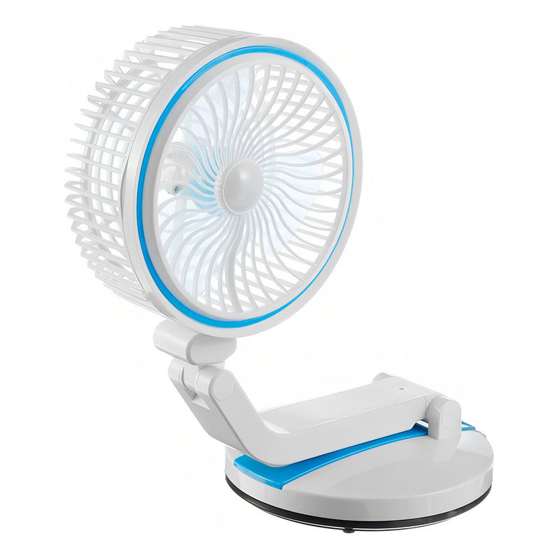 Ventilador De Mesa Plegable Recargable Genérica Con Luz Y Oscilación En Azul 18 Cm
