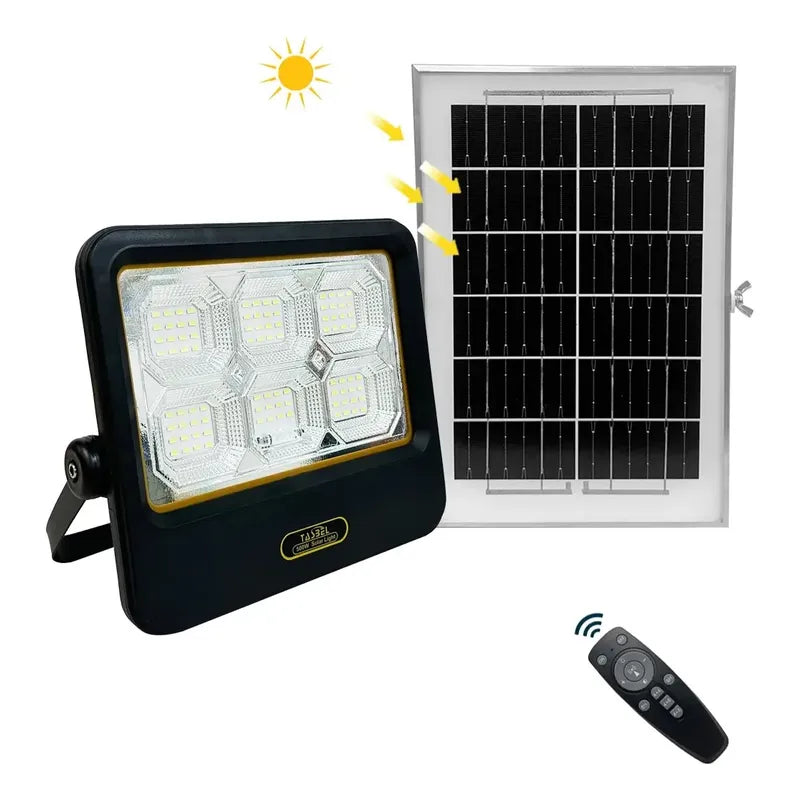 Foco Solar Reflector 1000w Panel Separado Y Control Remoto Negro Blanco Frío