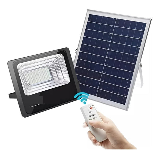 Pack 2 Foco Solar 100+panel Solar+control+kit De Instalacion Negro Blanco Luz Fria