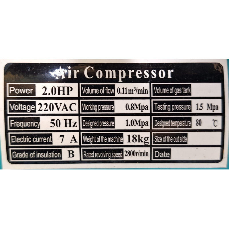 Compresor De Aire 25 Litros Con Acople Y Ruedas Turquesa 50 Monofásica