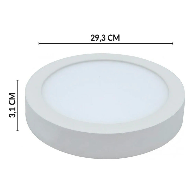 Pack X2 Foco Panel Led Sobrepuesto 24w Plafon Redondo Cuadra