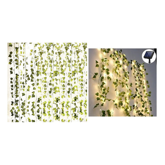 Guirnalda De Luces Led Solar Hojas 3x3 Mts Enredadera Cálido