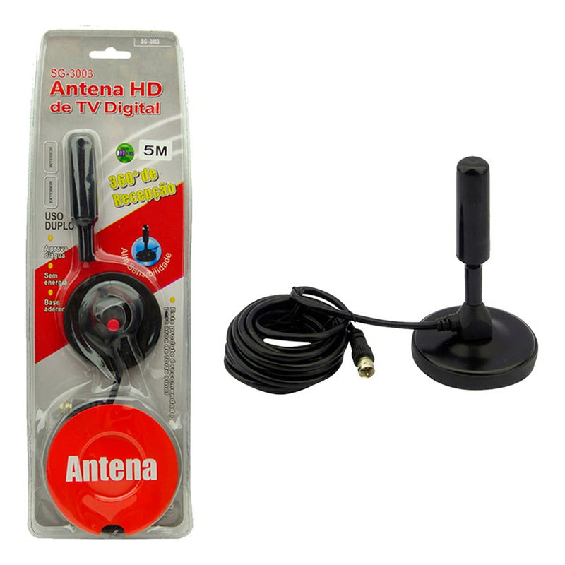 Antena Para Tv Digital Full Hd De Iman Interior 3.5 Dbi Coax