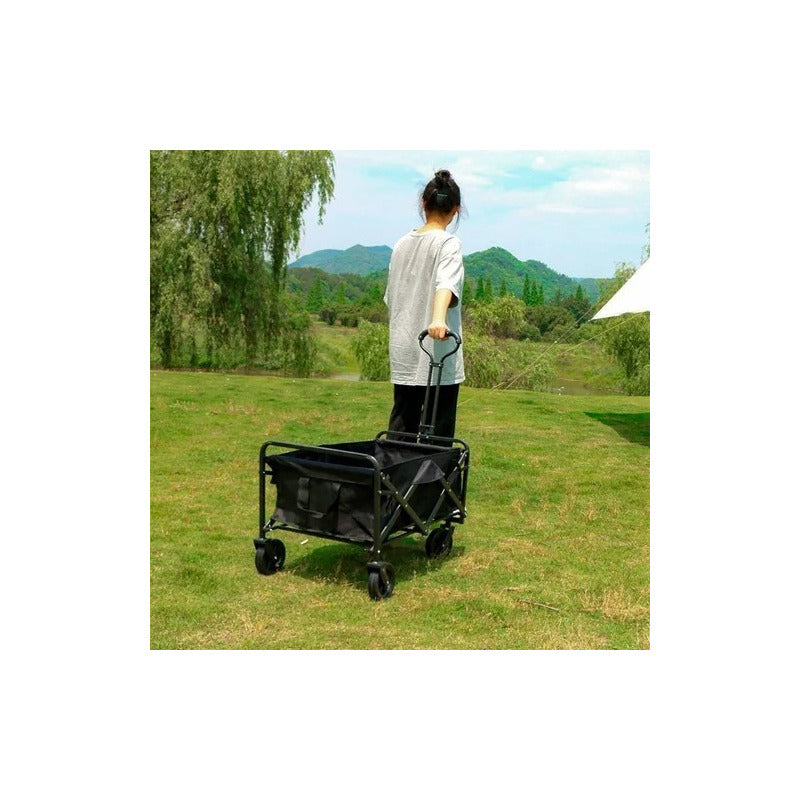 Carrito Multiproposito Compras Camping Plegable Ruedas Negro