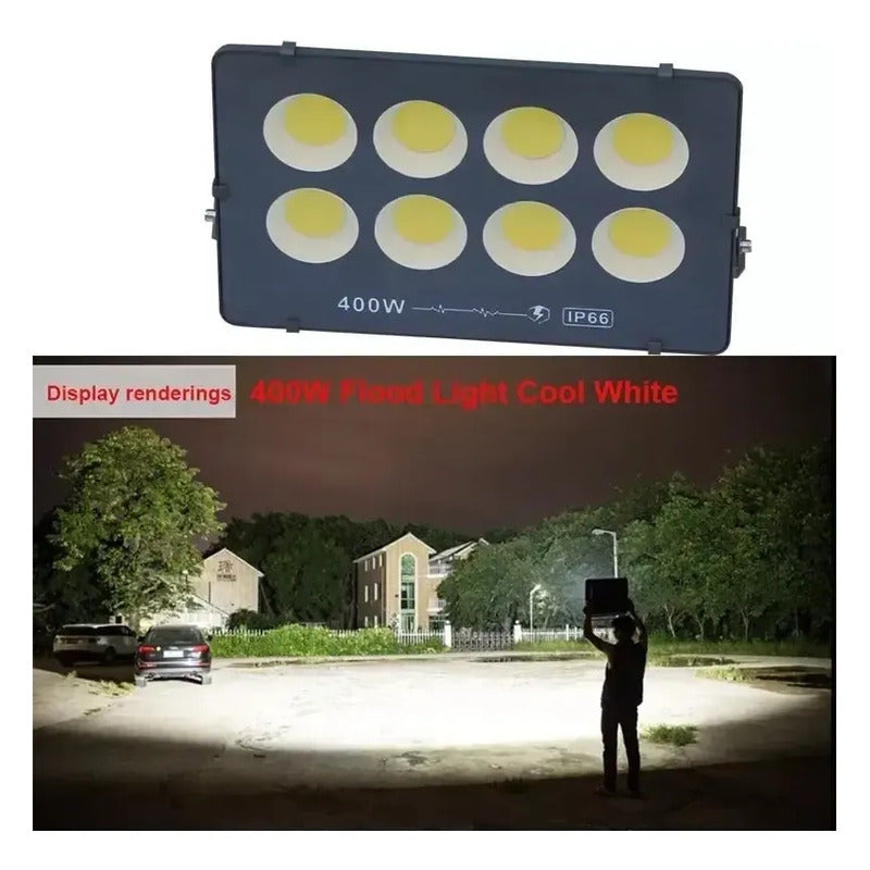 Foco Led 400w Blanco Frio Con Soporte Resististe A La Lluvia Gris Blanco Frío