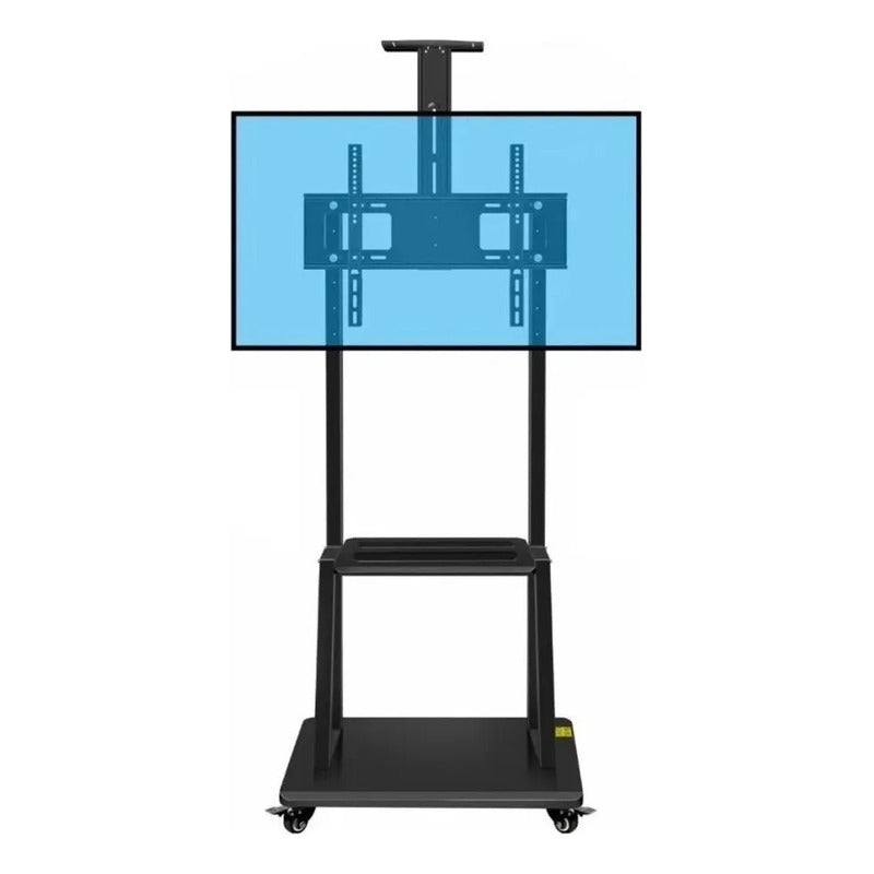Soporte Madera Tv Movil Con Ruedas 32 A 70 Base Pedestal Negro