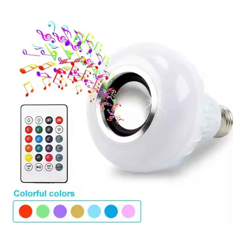 Ampolleta Rgb Con Parlante Bluetooth Led Control Remoto Rgb