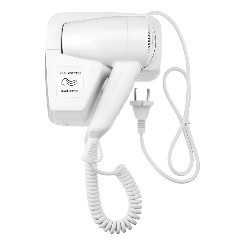 Secador De Cabello Con Soporte A La Pared Y Enchufe Extra Blanco