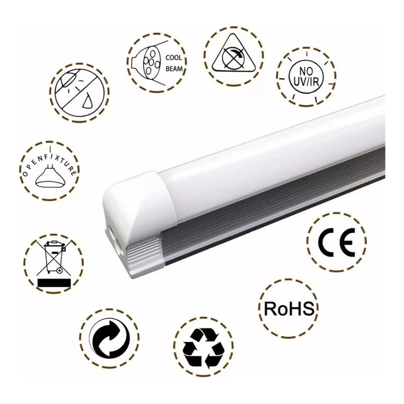 Tubo Led Con Base Canoa 18w T8 120cm Luz Fria