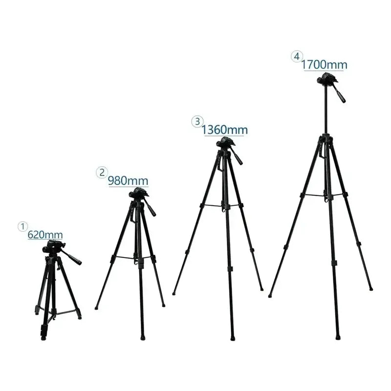 Trípode Aluminio 1.7mts Profesional Compatible Celular Camar Negro