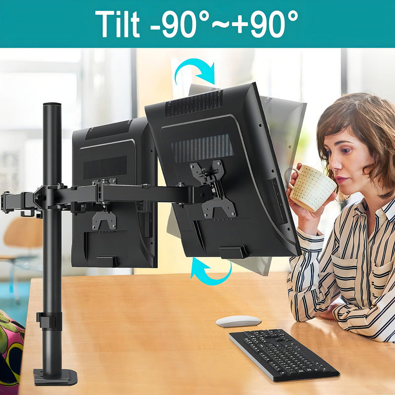Soporte De Monitor Gamer Articulado Doble Para Pantallas De 10 A 27 Pulgadas Negro