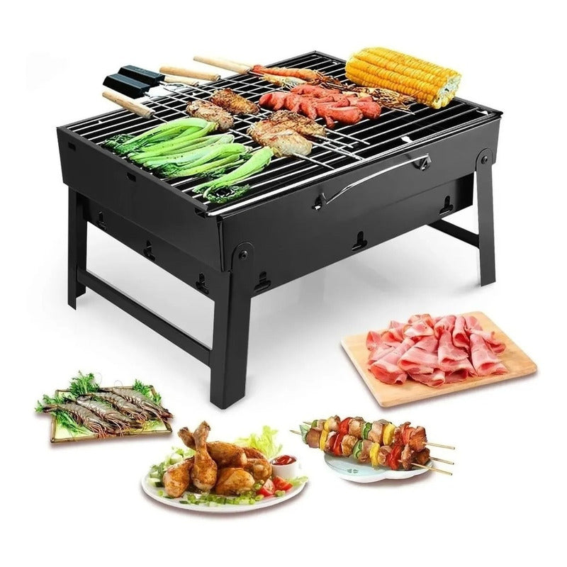 Parrillera Barbacoa Portatil Asado Grill Plegable 43x30 Cm Negro