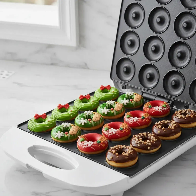 Maquina Para Donas 16 Mini Donuts Antiadherente Resposteria Blanco