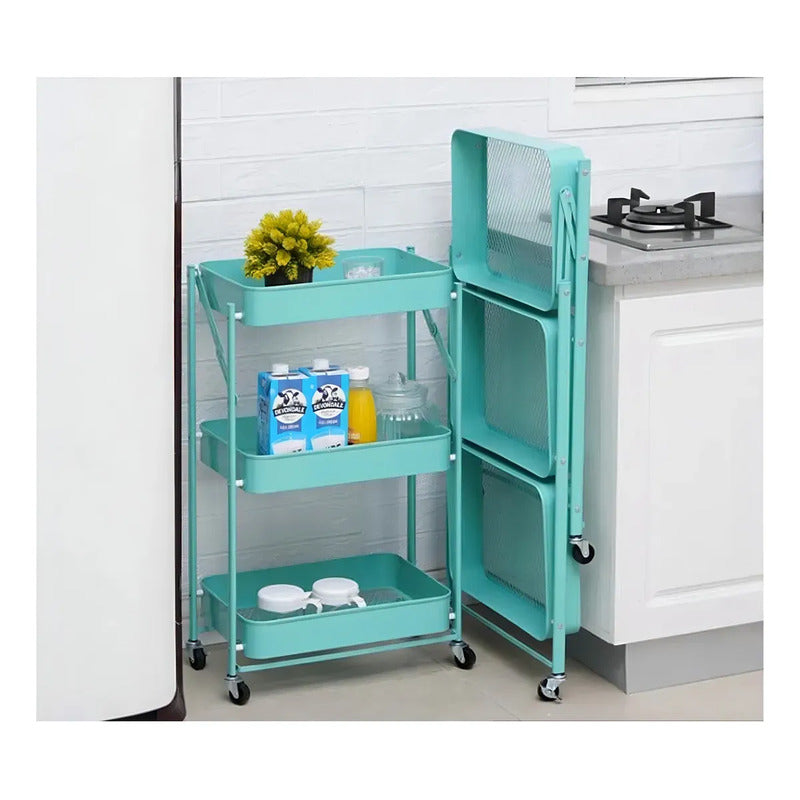 Cajones Con Ruedas Plástico Repisa Móvil Organizador Turquesa