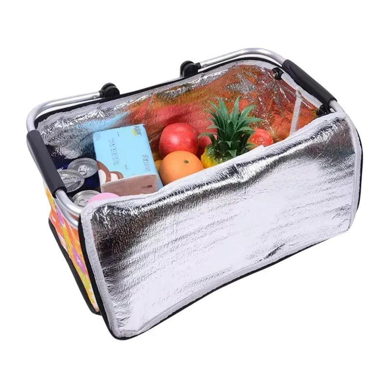 Canasto Picnic 4 Personas Cesta Térmica Impermeable Camping Gris 2