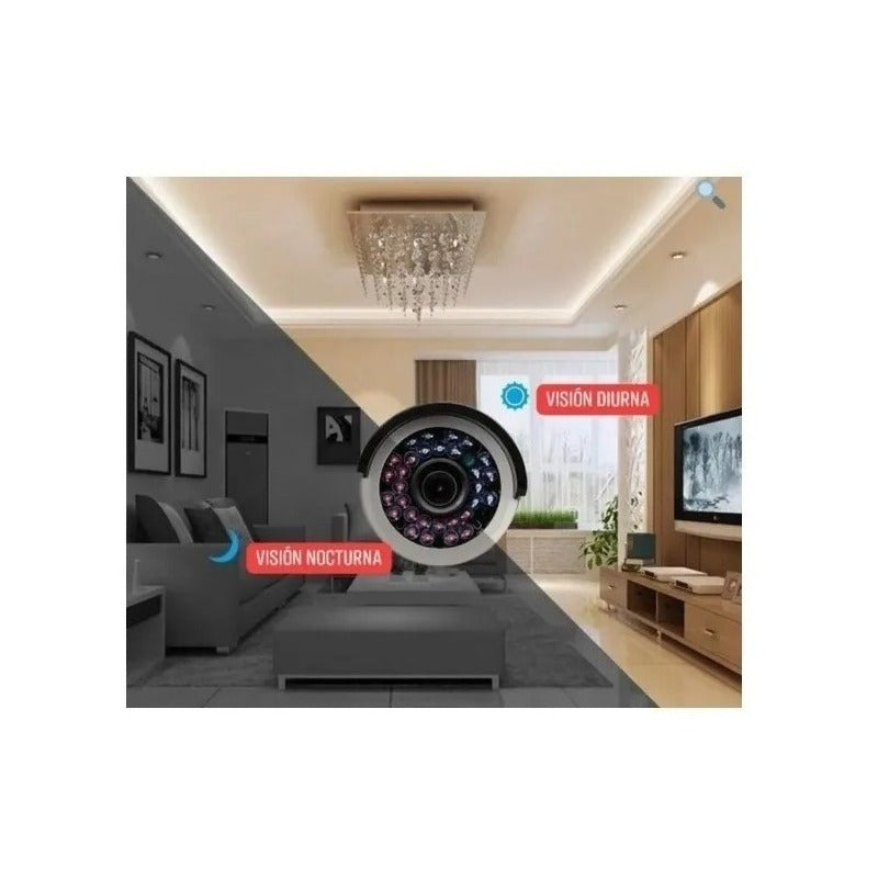 Kit Dvr Con 4 Cámaras De Seguridad Interior Y Exterior Blanco
