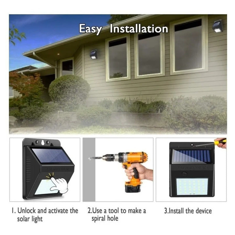 Aplique Solar 30 Led, Mas Led Q Otros Modelos,ip65 Exterior