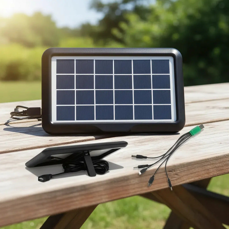 Cargador Solar Portátil Celular Panel Energía Solar Usb Negro