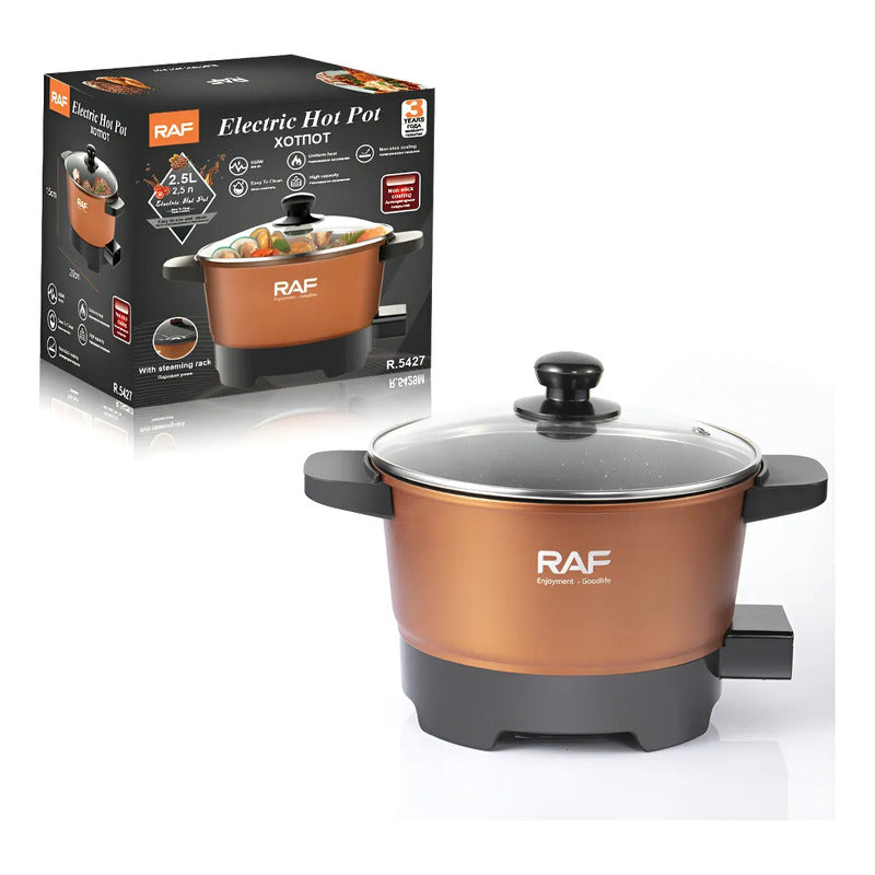 Olla Eléctrica Antiadherente Multifuncion 2.5l Naranja 50/60 Hz