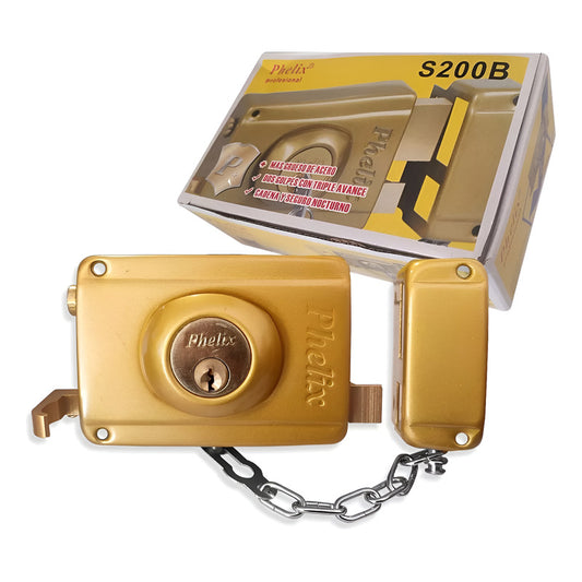 Chapa Sobrepuesta Cerradura Doble Cilindro Cerrojo Puertas Gris