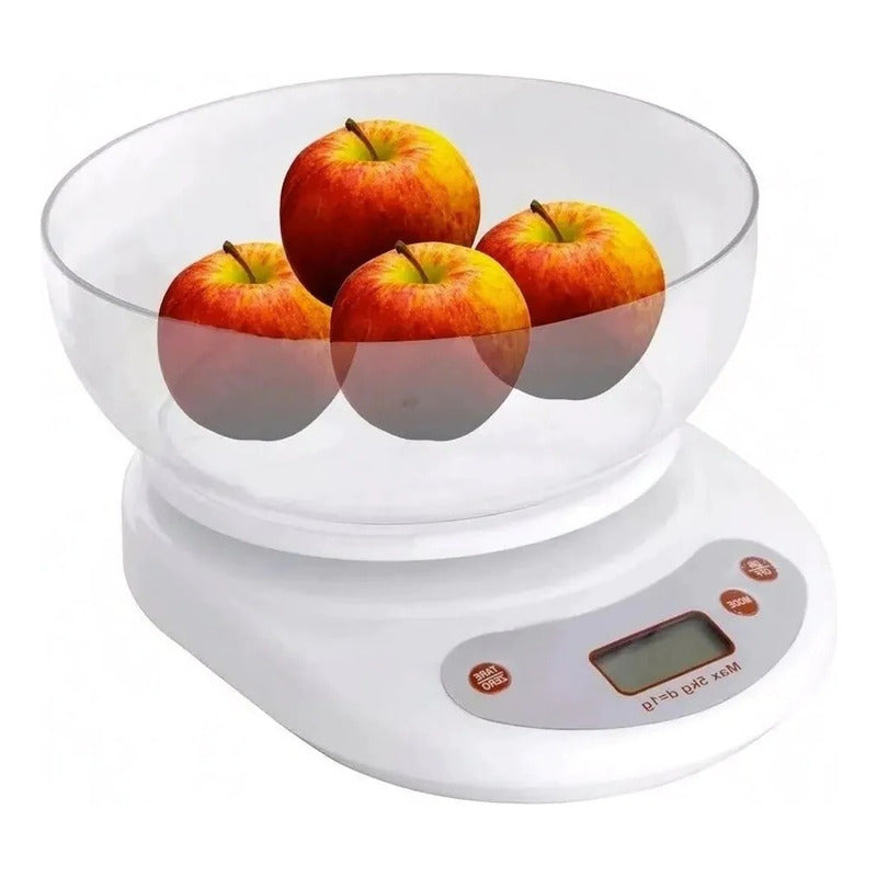 Balanza Pesa Digital Cocina 7 Kilos Blanca Con Baterias Blanco