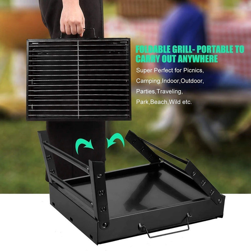 Barbacoa Asado Plegable De Carbón Parrilla Negra Negro