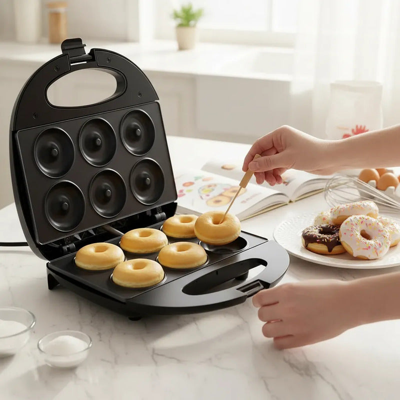 Maquina Para Donas Antiadherente Donuts Maker 6 Porciones Negro