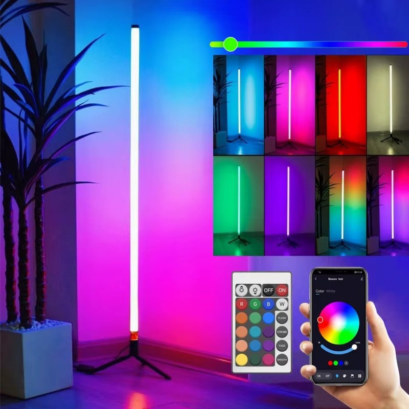 Lampara Esquinera Usb Luces Led Rgb Ambiente Moderno Gris Negro