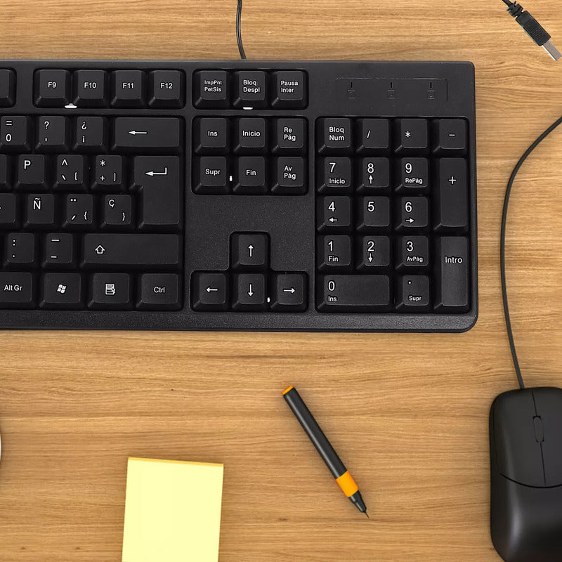 Kit Teclado Y Mouse Alámbrico Oficina Hogar Cableado